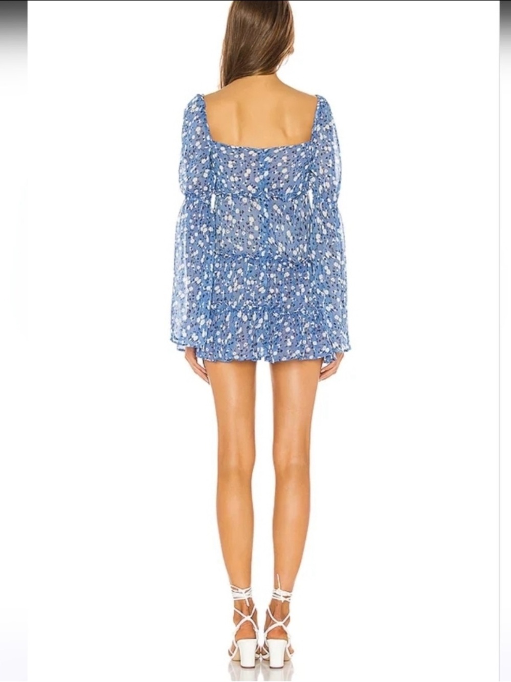 MAJORELLE Blue Floral Mini Dress with Tie Front - Picture 2 of 7